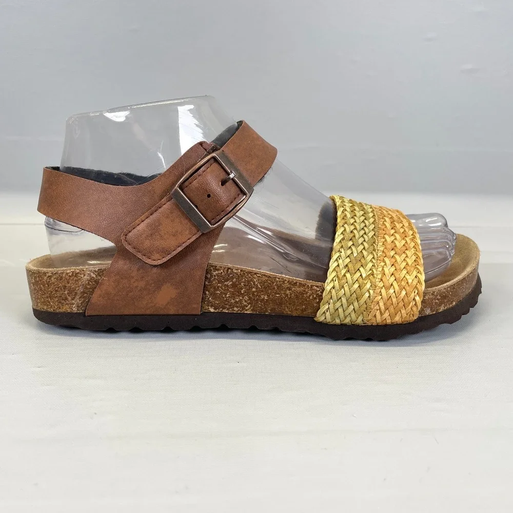 Nuovo Hawkins Wedge Sandals Womens Size M (US 7) Brown Leather Ankle Strap Shoes